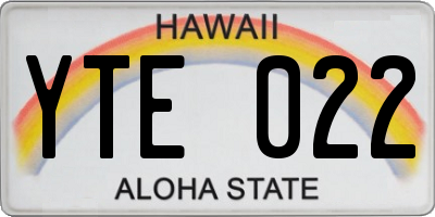 HI license plate YTE022