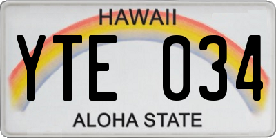 HI license plate YTE034