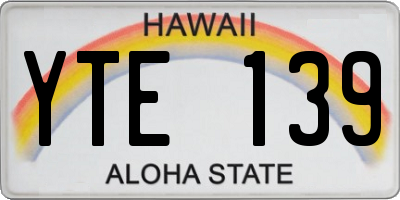 HI license plate YTE139