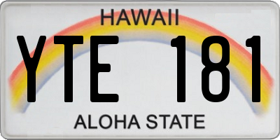 HI license plate YTE181