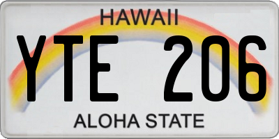 HI license plate YTE206