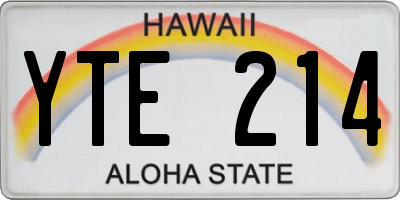 HI license plate YTE214