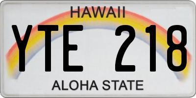 HI license plate YTE218