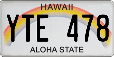 HI license plate YTE478