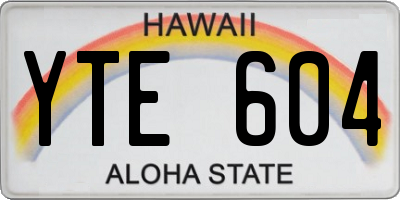 HI license plate YTE604
