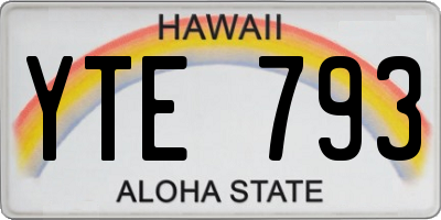 HI license plate YTE793
