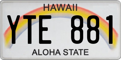 HI license plate YTE881