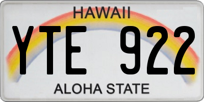 HI license plate YTE922
