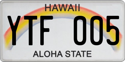 HI license plate YTF005