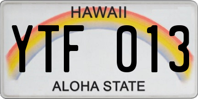 HI license plate YTF013