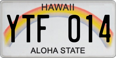 HI license plate YTF014