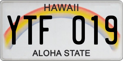 HI license plate YTF019