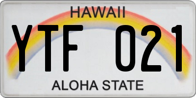 HI license plate YTF021