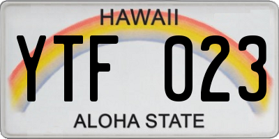 HI license plate YTF023