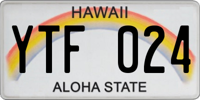 HI license plate YTF024