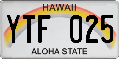 HI license plate YTF025