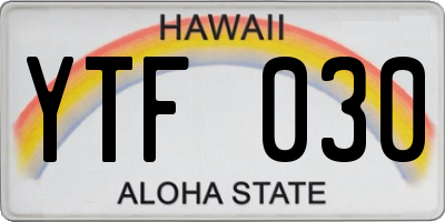 HI license plate YTF030