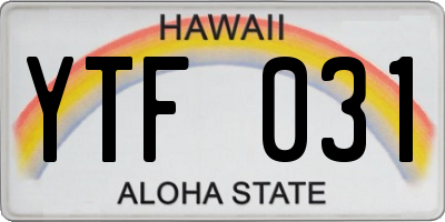 HI license plate YTF031