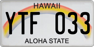 HI license plate YTF033