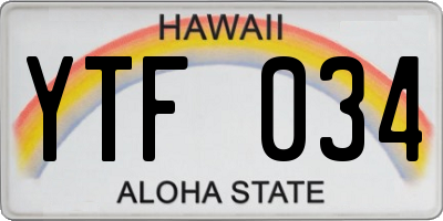 HI license plate YTF034