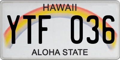 HI license plate YTF036