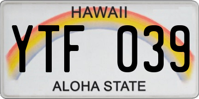 HI license plate YTF039