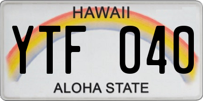 HI license plate YTF040