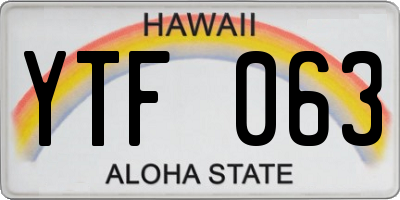 HI license plate YTF063