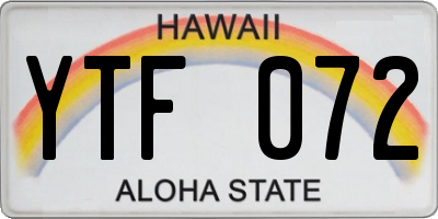 HI license plate YTF072