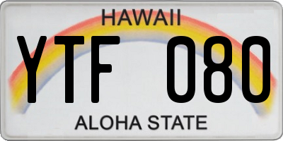 HI license plate YTF080
