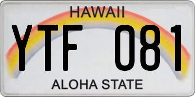 HI license plate YTF081