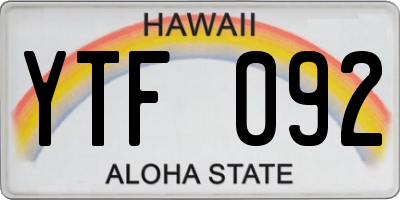 HI license plate YTF092