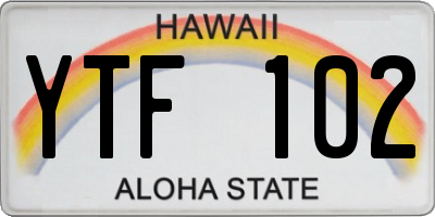 HI license plate YTF102