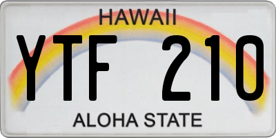 HI license plate YTF210
