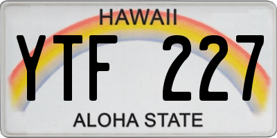 HI license plate YTF227