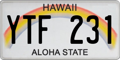 HI license plate YTF231