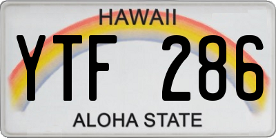 HI license plate YTF286