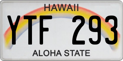 HI license plate YTF293