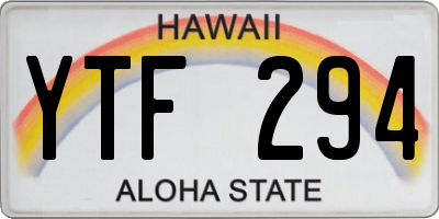 HI license plate YTF294