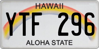 HI license plate YTF296