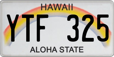 HI license plate YTF325