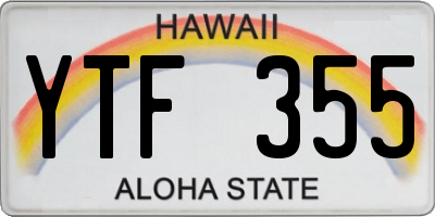 HI license plate YTF355