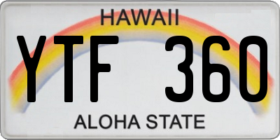 HI license plate YTF360