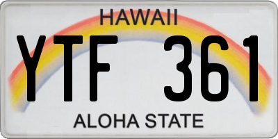 HI license plate YTF361
