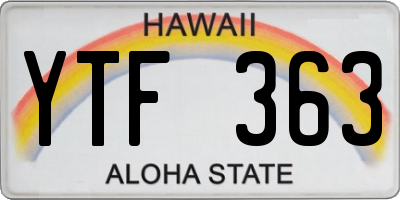 HI license plate YTF363
