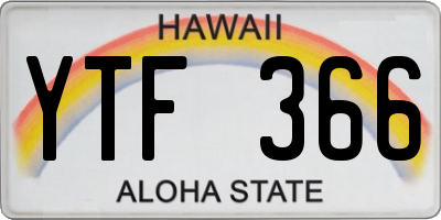 HI license plate YTF366