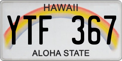 HI license plate YTF367