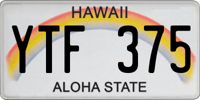 HI license plate YTF375
