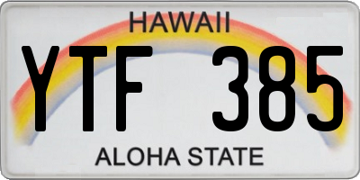 HI license plate YTF385