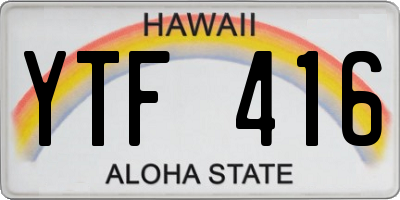 HI license plate YTF416
